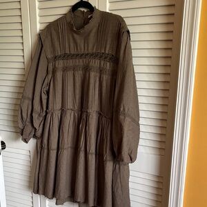 Pilcro Taupe Mini Dress with Lace Detail